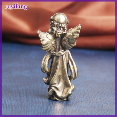 ruyifang Retro copper God of Love cupid รูปปั้นเครื่องประดับทองเหลือง Angel figurines ตกแต่งบ้าน