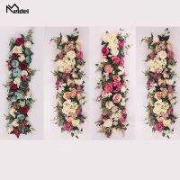 Meldel Artificial Flower Row Decor Wedding Wall Backdrop Arrangement Supplies Rose Row Flower Romantic Custom DIY Arch Decor