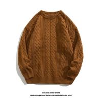 Retro Twist Turtle คอเสื้อกันหนาวผู้ชายฤดูใบไม้ร่วงและฤดูหนาวหนาเสื้อกันหนาวสีทึบ Pullover เสื้อกันหนาว Top