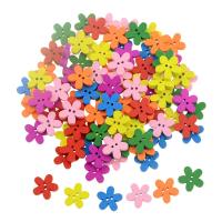 100PcsSet 2-Hole Mix Color Plum Flower Shape Wooden Buttons For Sewing Scrapbooking Craft Technological Garment Accessories