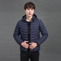 【 XL-7XL 】Men ลำลองเสื้อคลุมผ้าฝ้ายฤดูใบไม้ร่วงและฤดูหนาวใหม่ Slim Light Hooded เสื้อคลุมผ้าฝ้ายหลวมสบายๆแขนยาวเสื้อ