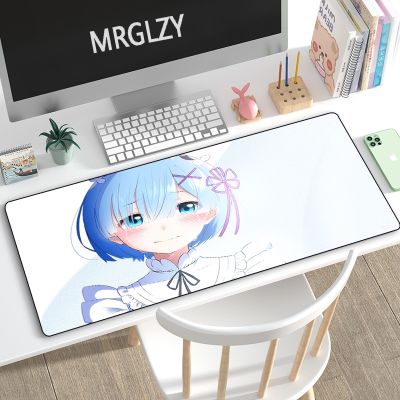 อะนิเมะ Mousepad เครื่องเกมคอนโซลเซ็กซี่สาวน่ารัก Rem ขนาดใหญ่ XXL สีขาวตารางแผ่นคอมพิวเตอร์อุปกรณ์ต่อพ่วงเกมแผ่นรองเมาส์