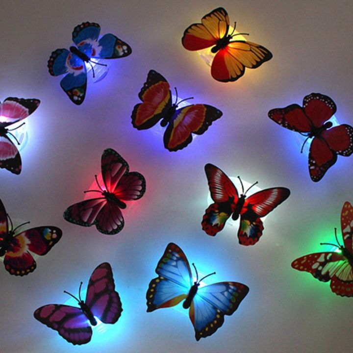 LZ】∋☇ 1/3/5/10PCS Butterfly Night Lights Pasteable 3D Butterfly ...