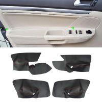 ที่ที่ปิดแผงที่เท้าแขนที่ปิดแผงหนังไมโครไฟเบอร์สำหรับ VW Golf 5 Jetta 2005-2009ที่เท้าแขนประตูรถยนต์ปลอกสติ๊กเกอร์ทริม