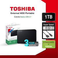 Toshiba External HDD (1TB) TypeC USB 3.2 SuperSpeed, รุ่น (Canvio Basics TypeC ) 2.5" ฮาร์ดดิสพกพา (TSB-HDTB410AKCAA)