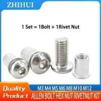 M3 M4 M5 M6 M8 M10 M12 baut segi enam baja tahan karat Kit mur paku keling aluminium paduan mur kepala datar sisipan mur berulir