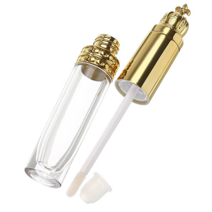 5pieces-lipstick-refillable-cosmetics-container-lip-gloss-tube-crown-gold