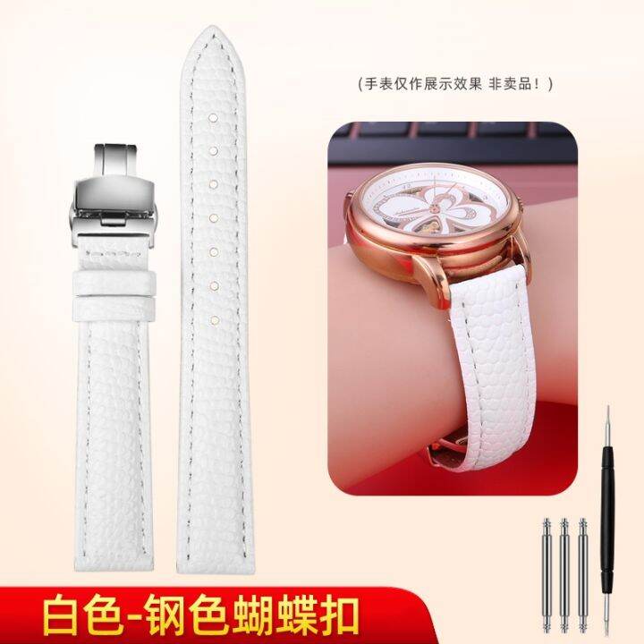 leather-watch-strap-suitable-for-seagull-seagull-ladies-watch-719-403lk-red-bracelet-butterfly-buckle-18mm