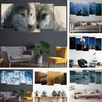 Lizhanmin Snow Mountain Wolf พิมพ์ภาพวาด Animal Pack Wall Art Howl ภาพตกแต่งที่ทันสมัย