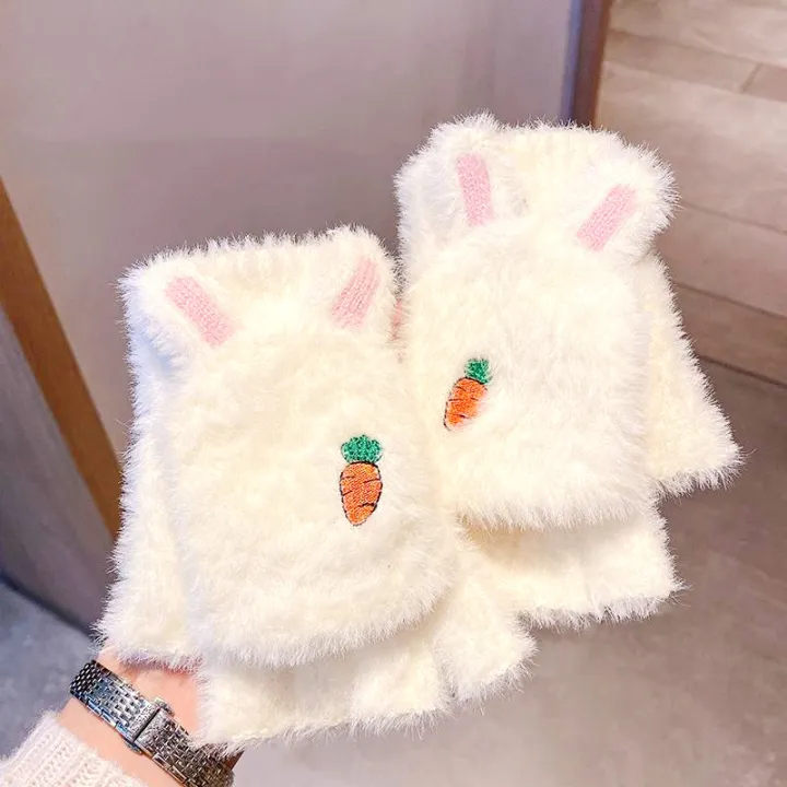 cartoon-carrot-gloves-carrot-rabbit-plush-gloves-half-finger-flip-gloves-winter-gloves-for-women-knitted-gloves-for-girls