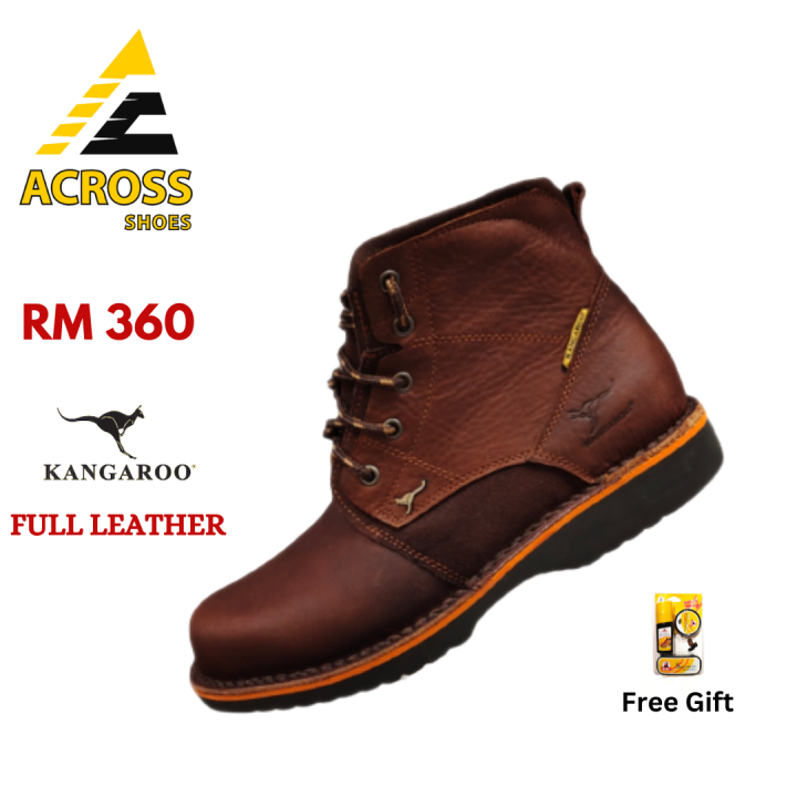 💯Original KANGAROO Full Leather Boot KGC9857 (Brown) Lazada
