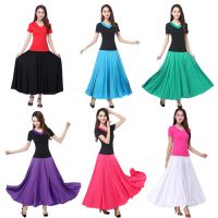 ❧◎✌ Woman Flamenco Festival Dance Costumes Female Belly Stage Performance Skirt 7colors Solid Flamengo Ballet Ballroom Costumes