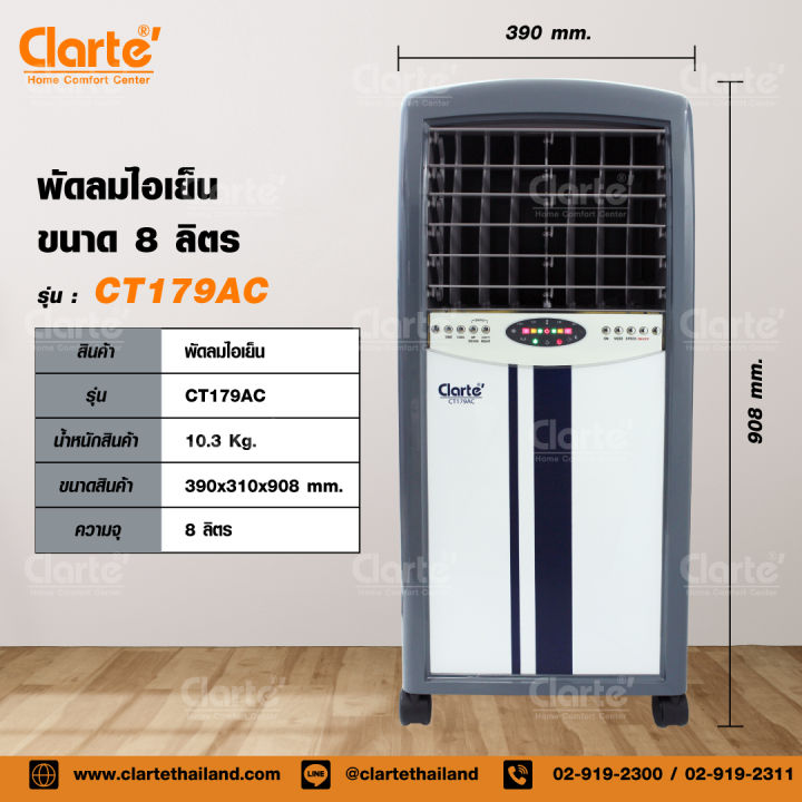 clarte-พัดลมไอเย็น-รุ่น-ct179ac-กล่องไม่สวยสินค้าตกเกรดไม่มีรีโมท-ไม่มีคลูเจล-jay-market