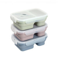 Silicone Lunch Box Food Grade Microwaveable Foldable Bento Box Food Storage Container For Kids Picnic Office School