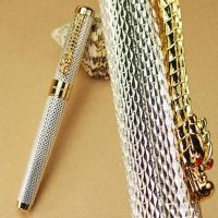 Jinhao1200 Silver 18KGP B Nib Fountain Pen Dragon Carved Stationery School Office Writing Pen