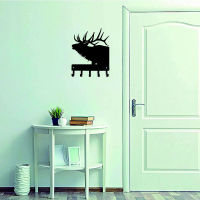 Elk Antlers Key Rack Hanger 6 inch Wide Metal Wall Art