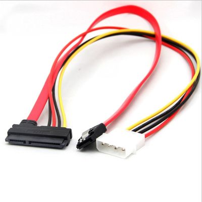 SATA Combo 15 Pin Power and 7 Pin Data Cable 4 Pin Molex to Serial ATA Lead Cable Molex to Sata Power Adapter 44cm
