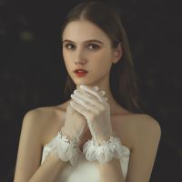 ♦✔ Bridal Glove Summer Mesh Gauze Gloves Sheer Bride Wedding Sexy Transparent Tulle Lace Flower Short Design Gloves Women