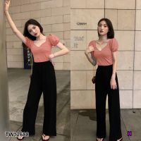 TW12688 Set 2 ชิ้น เสื้อคอเหลี่ยมแขนสั้น + กางเกงขายาว