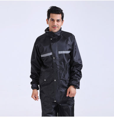 [COD] ชุดเสื้อกันฝนสะท้อนแสงสีดำผ้าอ๊อกฟอร์ด pvc ชุดเสื้อกันฝนกลางแจ้ง