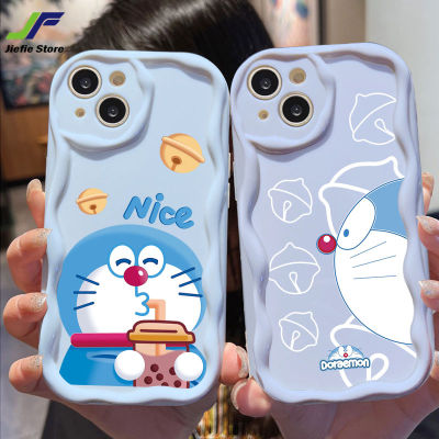 JieFie ชานมอนิเมะโดราเอมอนน่ารักเคสโทรศัพท์สำหรับ Redmi 10 / 10X / 10C / 10A / 12C / 9 / 9A / 9C / 9T ขอบลอนการ์ตูนเพลงแมวป้องกันแรงกระเทือน