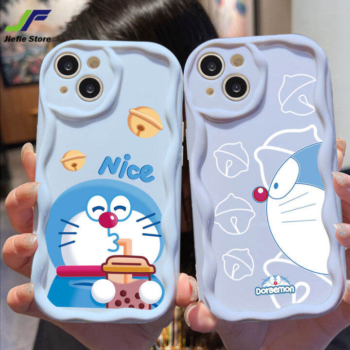 jiefie-ชานมอนิเมะโดราเอมอนน่ารักเคสโทรศัพท์สำหรับ-samsung-s21อัลตร้า-s30อัลตร้า-s22อัลตร้า-s23ขอบลอนอัลตร้าเพลงแมวการ์ตูนป้องกันแรงกระเทือน