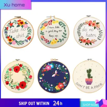 Cute Girls Embroidery Kit Hoop DIY Cross Stitch kit Ribbon