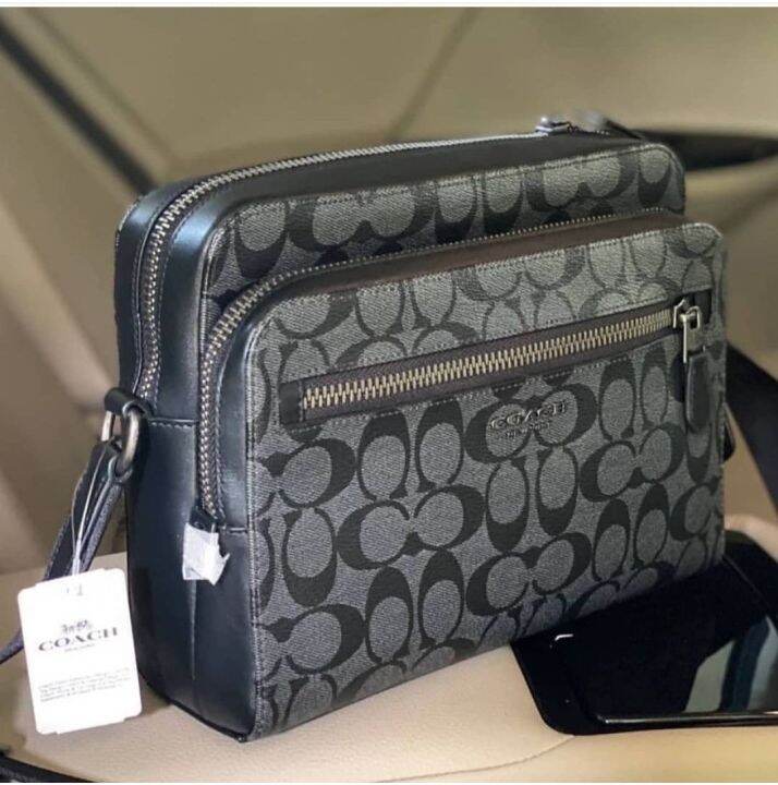 Original Coach West Camera Bag In Signature Coated Canvas and Black