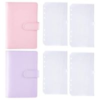 A6 PU Leather Binder Sleeve with 6 Pieces A6 Binder Bag Loose Leaf Bag 6 Buckle Cash Budget Envelope System