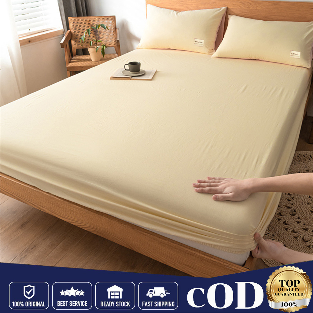 [ship in 24 hours] Hotel Premium Cotton 3in1 Queen King/2in1 Single Size Fitted Bedsheet Set Bedsheet 650 TC Getah Kelly With Pillow Case (Cadar Murah)