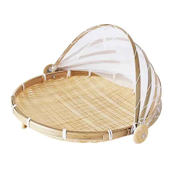 Hand-Woven Food Tent Basket Tray Fruit Vegetable Bread Storage Basket ...