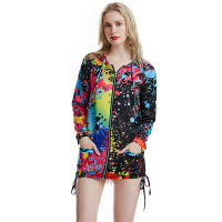 Women Print Jackets Colourful Tie Dyeing Harajuku Coat New Spring Autumn Long Sleeve Basic Plus Size Biker Outwear Female