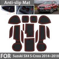 ที่รองเสื่อกรูฟประตูกันลื่นสำหรับ Suzuki SX4 S-Cross JY 2014 2015 2016 2017สติกเกอร์ตกแต่งประตูรถสล็อต2018