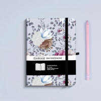 สมุดบันทึกจุดดอกไม้สีเทาดอกไม้ B6 160 แกรมปกแข็ง Dot Grid Notebook