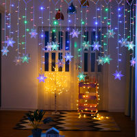 LED Fairy Garland String Lights Flashing Christmas Snowflakes Curtain Waterproof Holiday Party Decor 220V EU Accessory Plug