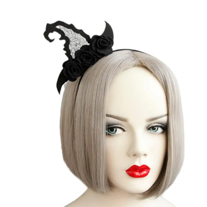 【Flash Sale】 Gothic Vintage Black Witch hat Hairband Headband Halloween Party Costume New