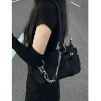 Hot New Canvas Bag Special-Interest Design Hand Bag Chain Trendy Cool Motorcycle Underarm Bag High-Grade Bag For Women