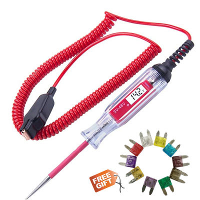 3-48V Car Truck Digital LCD Circuit Tester with 11ft Wire Car Circuit Line Test Pen Voltage Meter &amp; Lamp Probe Diagnostic Tool