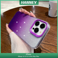 HANNEY เคสไล่ระดับสีโทรศัพท์ iPhone 14 13 12 11 Pro Max Plus กากเพชรพิมพ์ลายเคสหลังซิลิโคน IMD แบบนิ่ม CPH-01