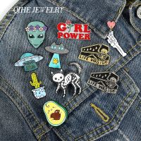 【YF】 QIHE JEWELRY Enamel Lapel Pins Alien Avocado Brooches Badges Fashion Gifts for Wholesale