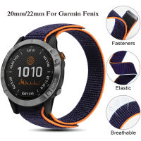 22Mm 20Mm ไนลอนสายสำหรับการ์มิน Fenix 6 5 6S 5S Pro Plus/Forerunner 935 945กำไลข้อมือตะขอและห่วงแห้งเร็วสายนาฬิกาข้อมือ Correa