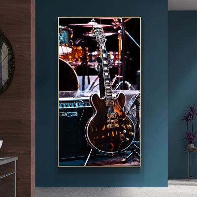Cool Guitar Art โปสเตอร์ผ้าใบเครื่องดนตรี Studio Wall Decor ภาพวาดสำหรับตกแต่งบ้าน
