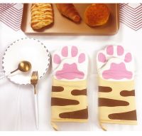 Cat Paw Heat-Resistant Gloves Oven Mitts Microwave Safe Anti-Scalding Pure Cotton Baking Gloves Kitchen Tool