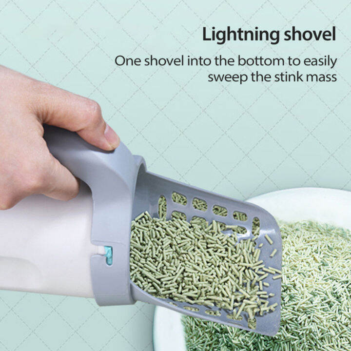 Cat Litter Scoop With Bags, Ergonomic Cat Litter Shovel With Holder And