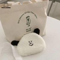 กระเป๋าซิป MOCCASINA Plush กระเป๋าเหรียญลายกระตูนสุนัขลำลองแบบพกพากระเป๋าผู้หญิง