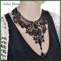 Aolie ลูกไม้สีดำและลูกปัด Choker victorian Steampunk สไตล์โกธิคสร้อยคอของขวัญ