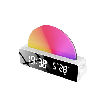 RGB Digital Alarm Clock Desktop Clock Wake Up Alarm Clock Colorful LED Screen Display Modern for Home Decoration Black