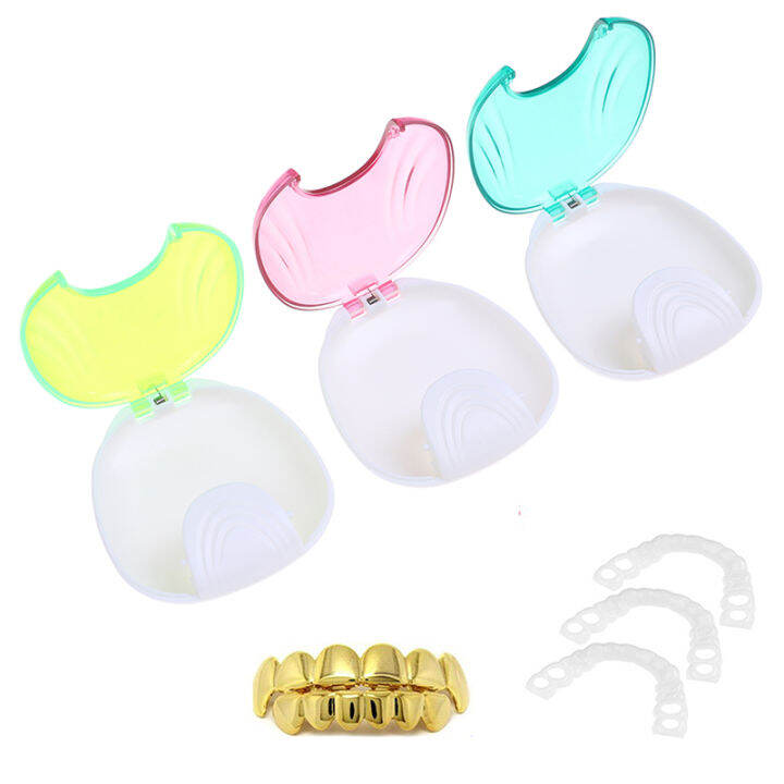 shelleys-1pcs-ฟันปลอมทำความสะอาดกล่อง-denture-bath-container-holder-case