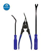 【❈】 Molla Traders 3Pcs Auto Door Clip Panel Plier Set Fastener Puller Auto Trim Removal Tool Kit Dashboard Trim Clip Removal Fastener Repair Tool