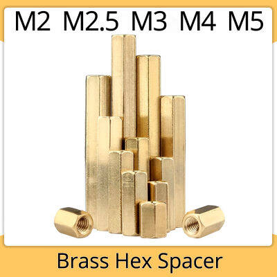 M2.5 M3 M4 M5 Hex ทองเหลืองชายหญิง Standoff เสา Mount ทองแดงหกเหลี่ยมด้าย PCB เมนบอร์ด Spacer Hollow คอลัมน์สกรู